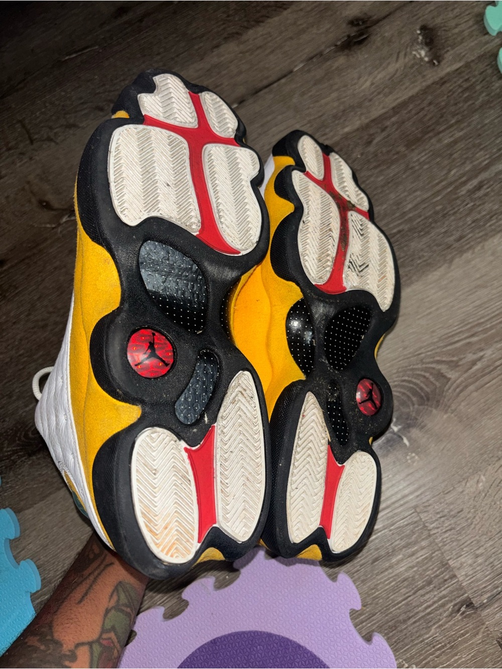 Jordan White Sneakers with Yellow and Red Accents - Picture 5 of 5